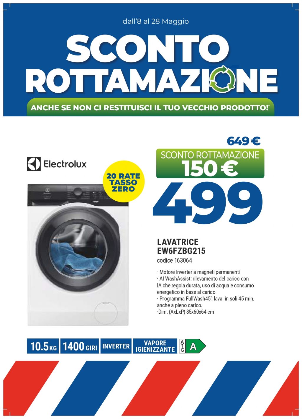 LAVATRICE ELECTROLUX EW6FZBG215 10.5KG